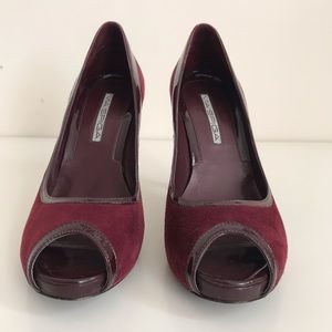 Via Spiga Dory peep-toe suede heels